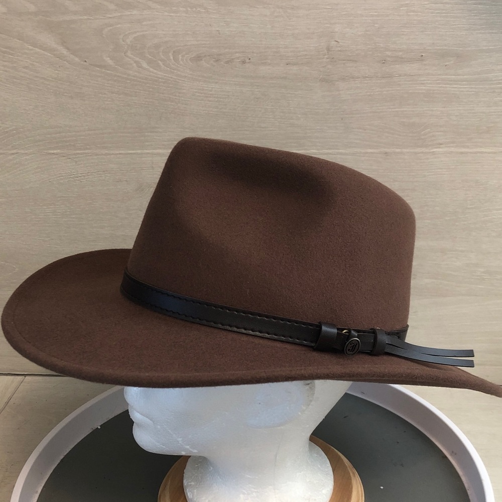 Brown Jaxon Outback Crushable 100% Wool Unisex Adult Men Large, w Brown Trim Hat